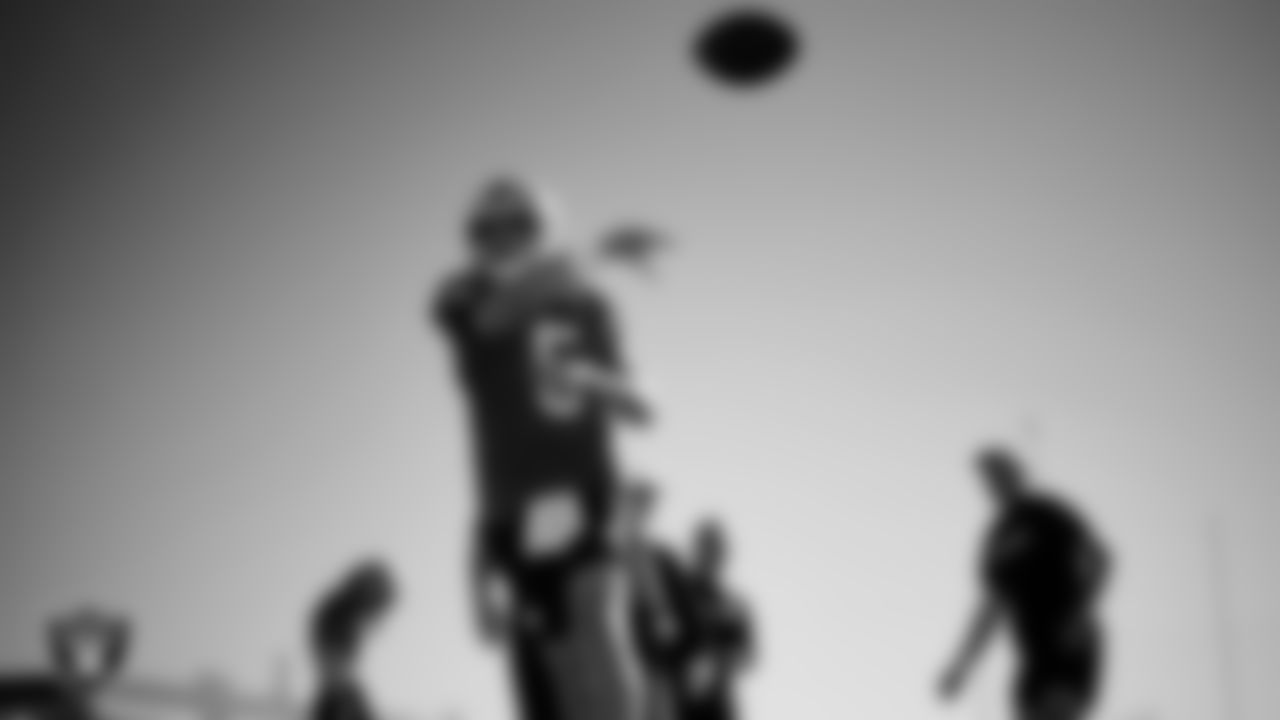 Las Vegas Raiders quarterback Cam Miller (5) during practice at Intermountain Health Performance Center.