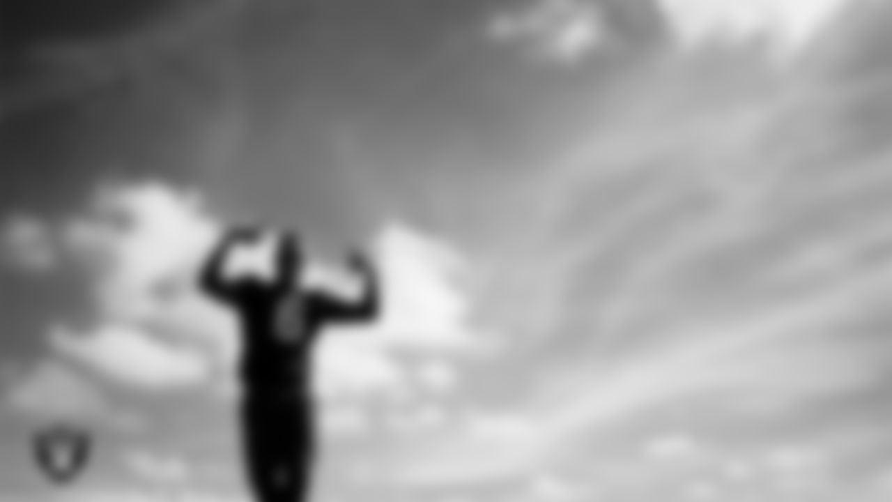 Las Vegas Raiders safety Lonnie Johnson Jr. (32) during practice at Intermountain Health Performance Center.