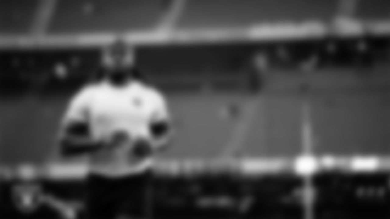 Las Vegas Raiders running back Ashton Jeanty (2) warming up before the regular season away game against the Houston Texans at NRG Stadium.
