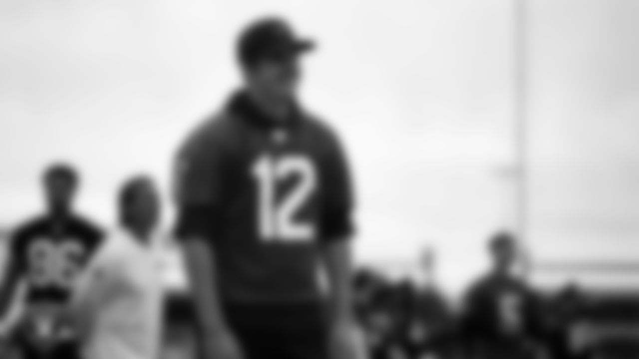 Las Vegas Raiders quarterback Aidan O'Connell (12) during practice at Intermountain Health Performance Center.