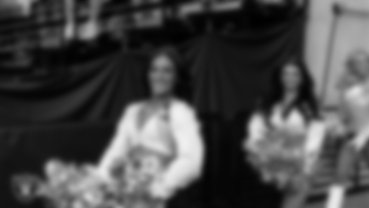 Raiderette Amanda walks through the tunnel before the regular season home game against the Jacksonville Jaguars at Allegiant Stadium.