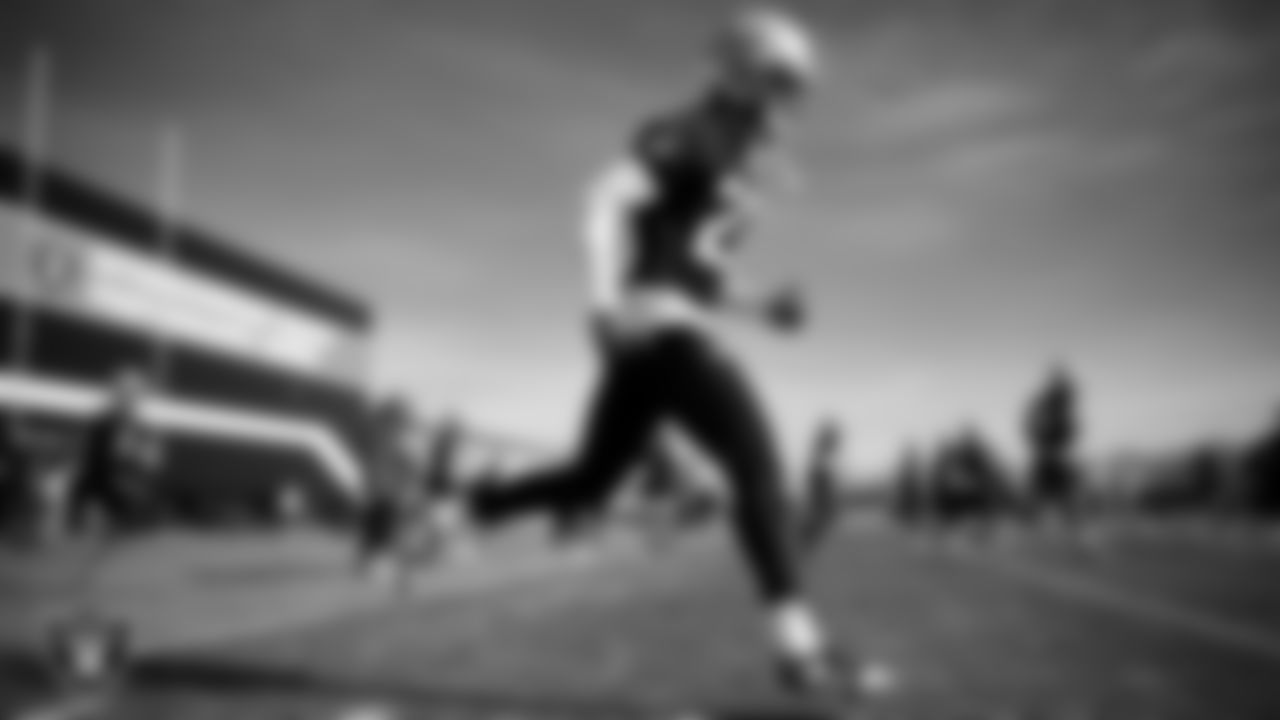 Las Vegas Raiders cornerback Eric Stokes (22) during practice at Intermountain Health Performance Center.