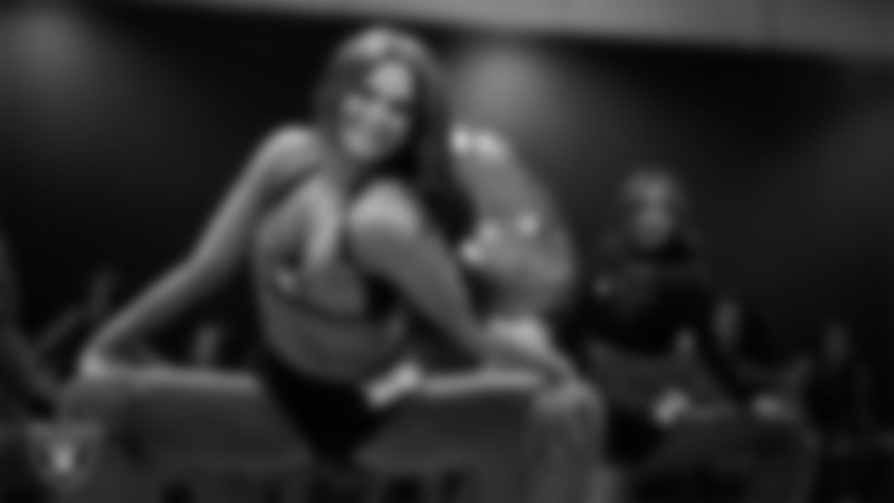 A dancer during the semifinal round of the 2025 Raiderettes Auditions at The Studio.