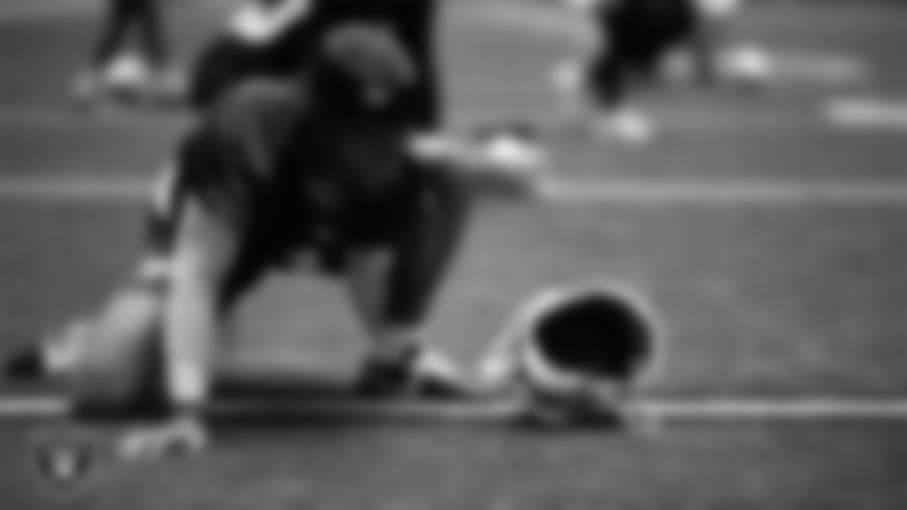 Las Vegas Raiders wide receiver Tre Tucker (1) during practice at Intermountain Health Performance Center.