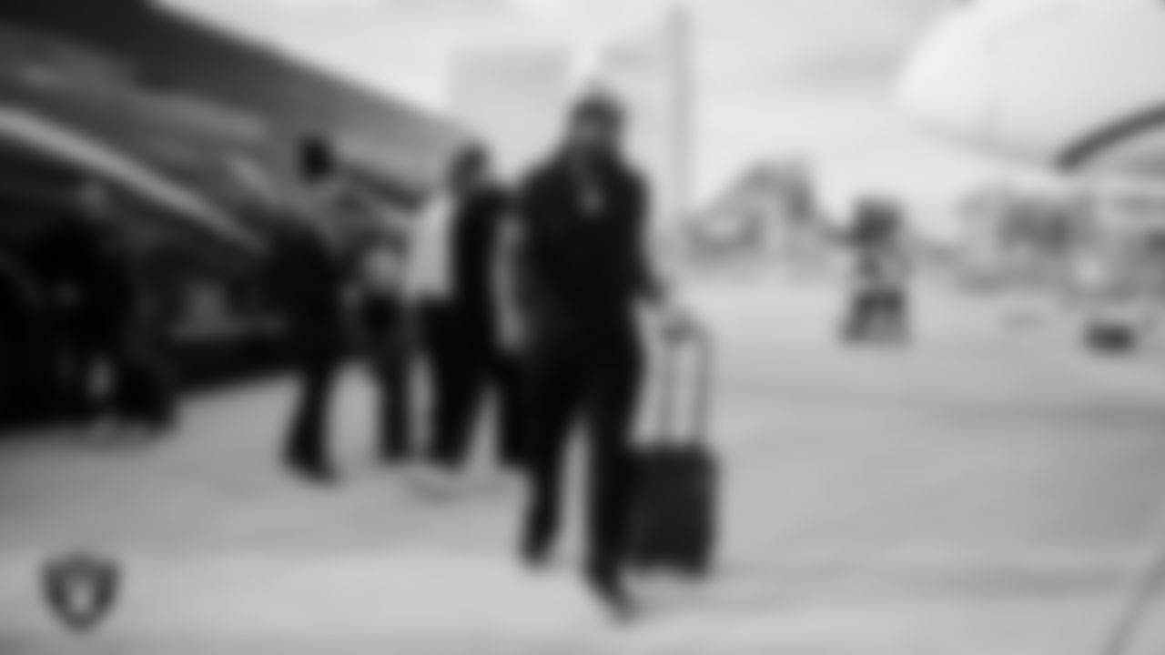 Las Vegas Raiders defensive tackle Adam Butler (69) departs for the regular season away game against the Denver Broncos.