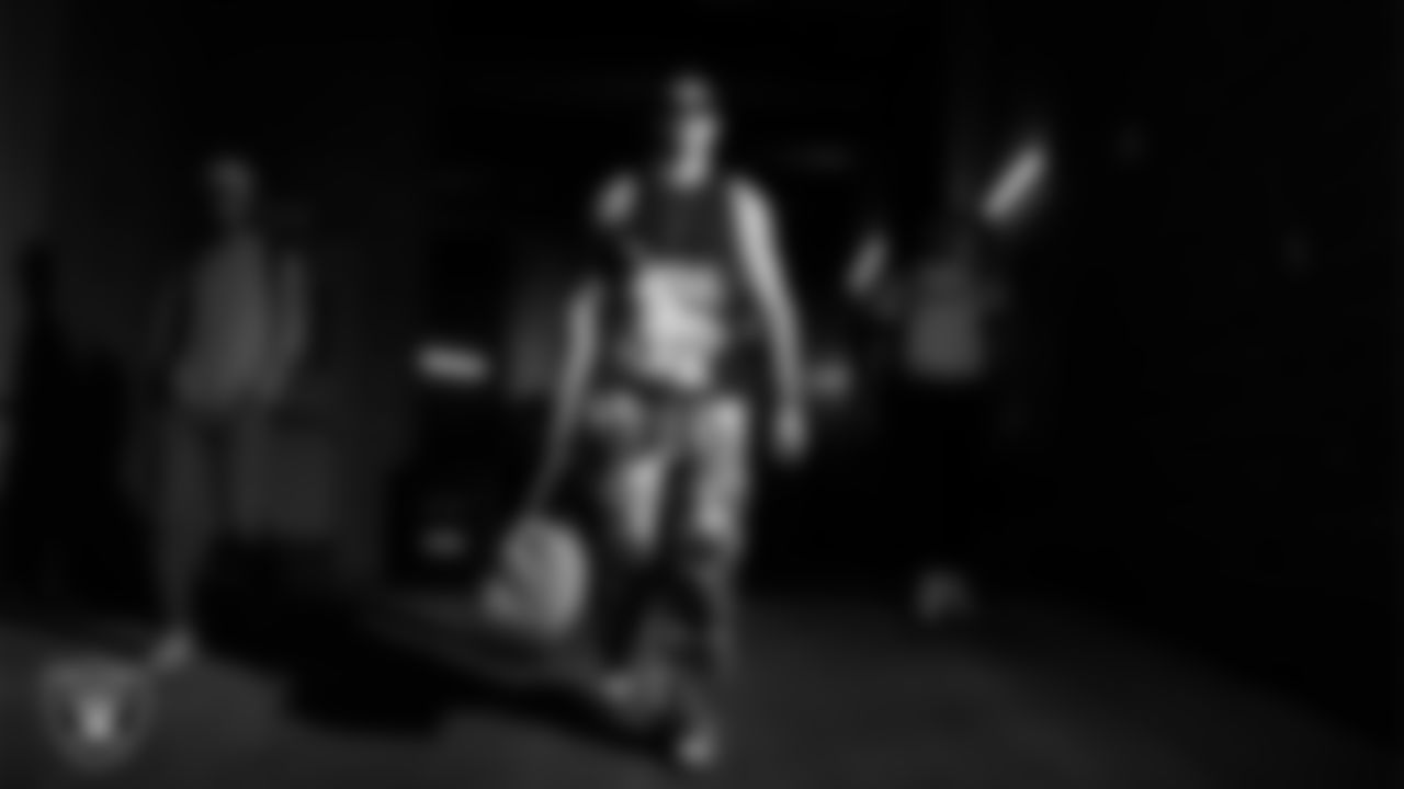 Las Vegas Raiders wide receiver Jack Bech (18) arrives to the regular season away game against the Houston Texans at NRG Stadium.