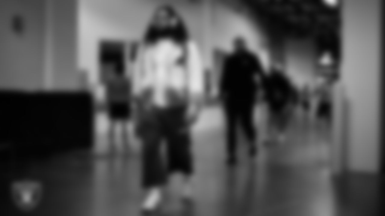 Las Vegas Raiders guard Dylan Parham (66) arrives to the regular season away game against the Indianapolis Colts at Lucas Oil Stadium.