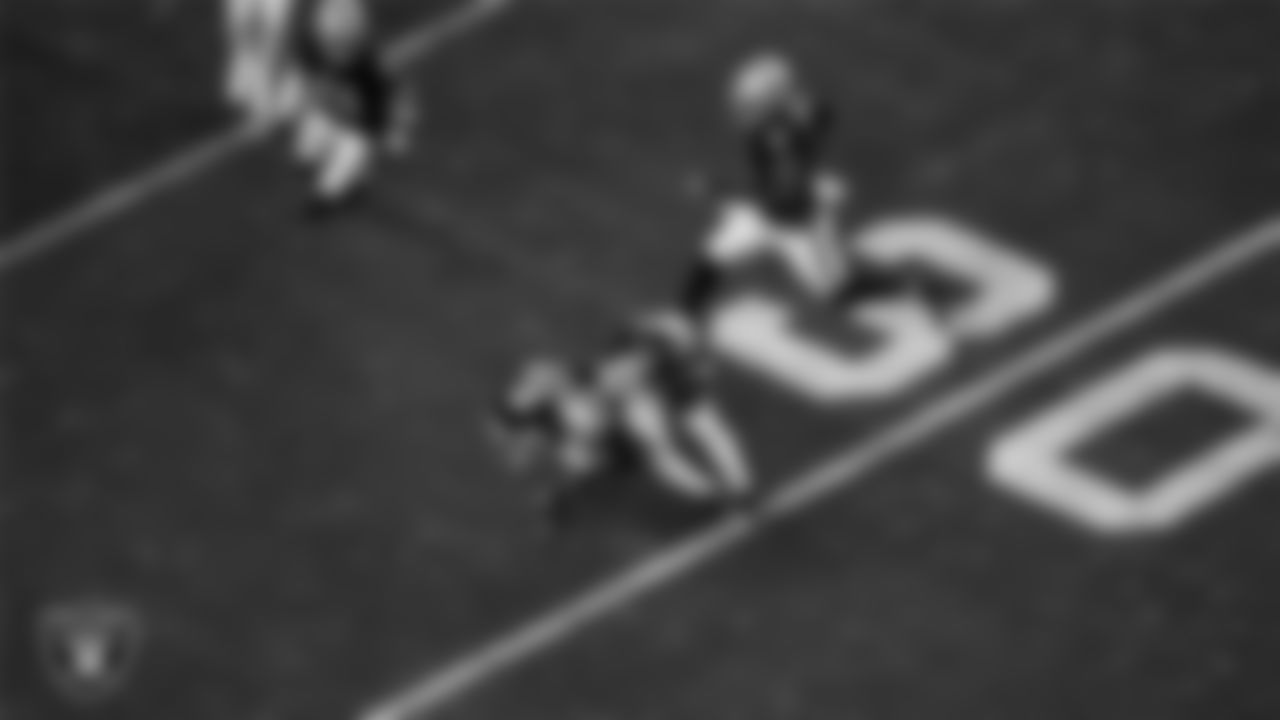 Las Vegas Raiders cornerback Nate Hobbs (39) makes a tackle during the regular season home game against the New York Jets at Allegiant Stadium.