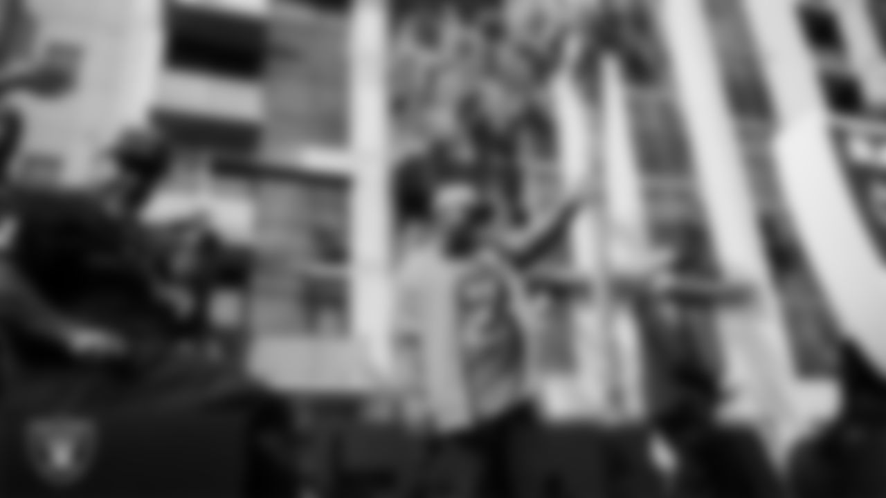 Members of the Las Vegas Raiders during the Veterans Day Parade in Downtown Las Vegas.