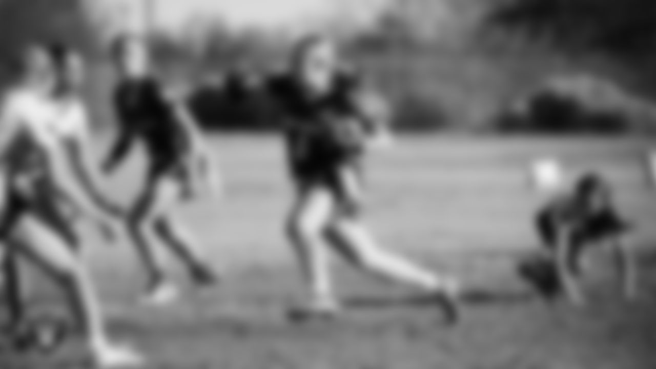 Ralph Cadwallader Middle School hosts Charles Hughes Middle School during the Las Vegas Raiders' Middle School Flag Football Showcase game at Ralph Cadwallader Middle School.