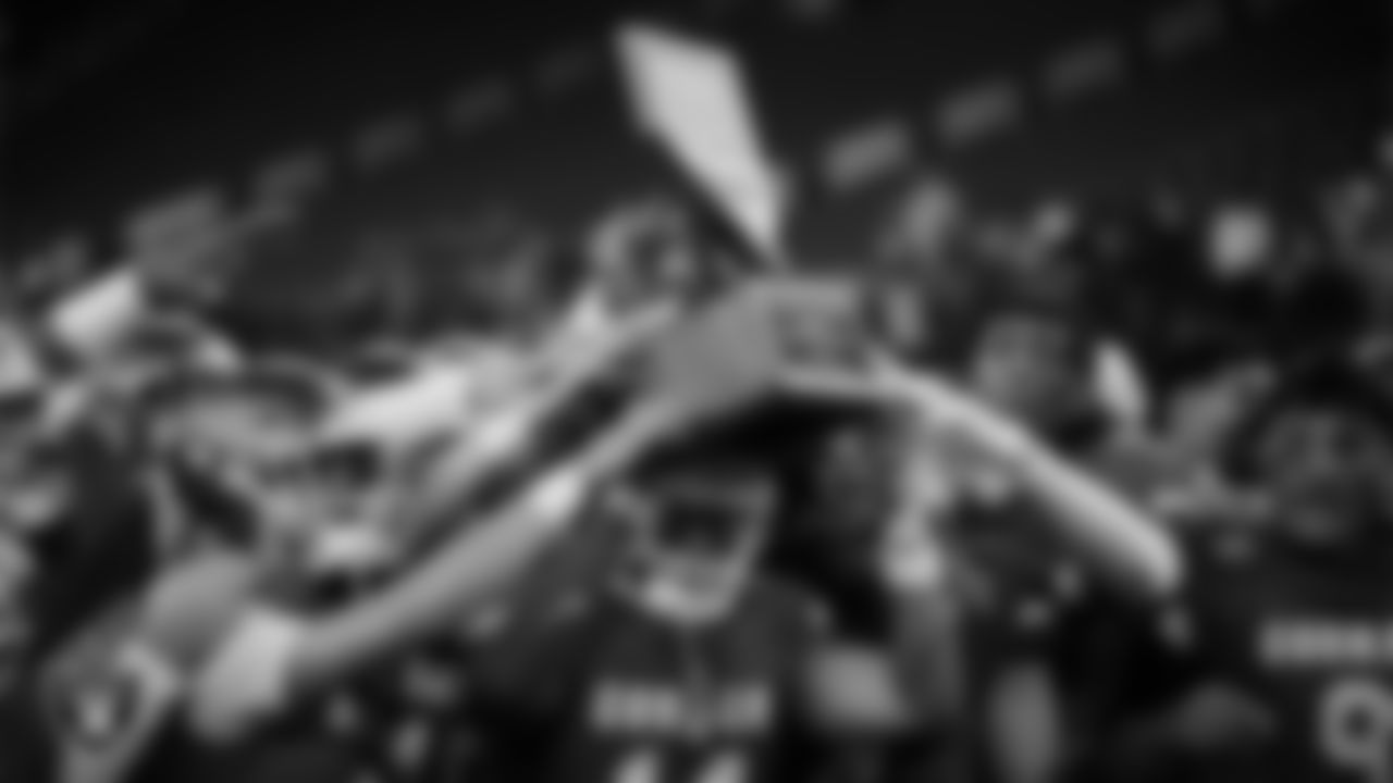 The Bishop Gorman High School football team celebrates after defeating Arbor View High School in the NIAA 5A Open Division State Championship game at Allegiant Stadium.