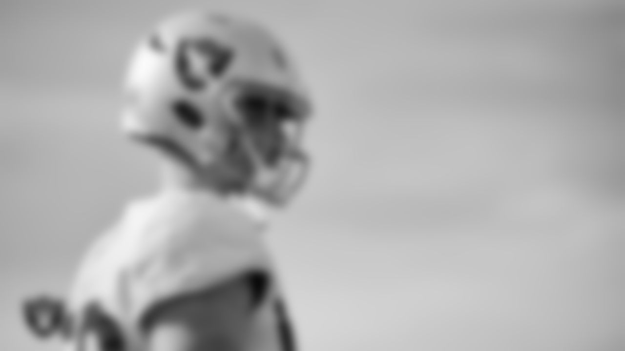 Las Vegas Raiders long snapper Jacob Bobenmoyer (50) during practice at Intermountain Health Performance Center.