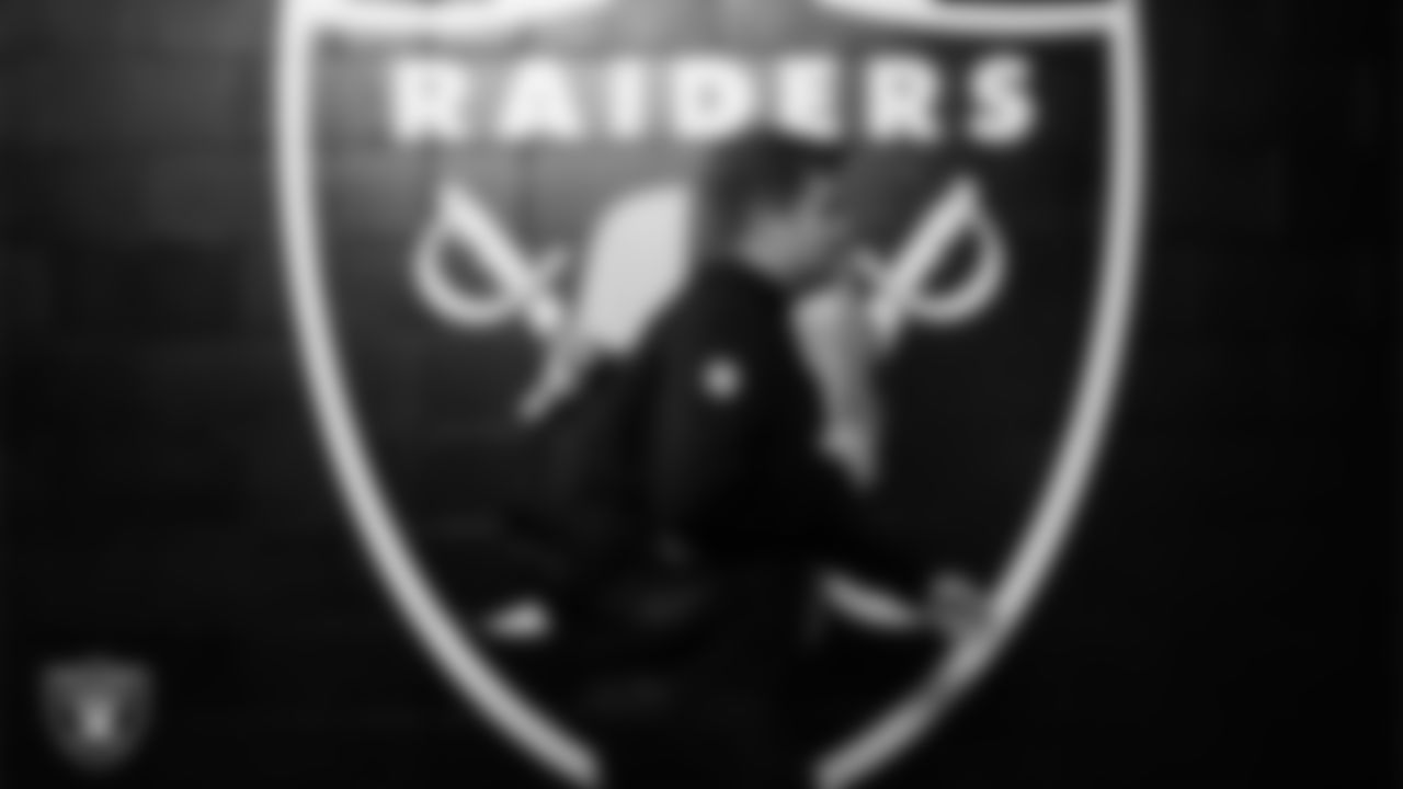 Las Vegas Raiders tight end Michael Mayer (87) arrives to the regular season home game against the Tennessee Titans at Allegiant Stadium.