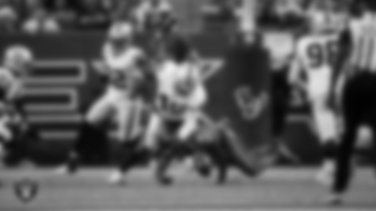 Las Vegas Raiders linebacker Devin White (45) breaks up a pass during the regular season away game against the Houston Texans at NRG Stadium.