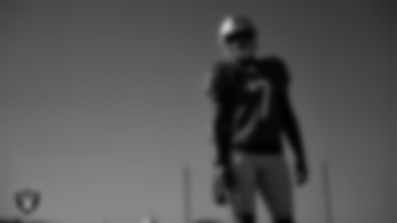 Las Vegas Raiders quarterback Geno Smith (7) on the field for a joint practice with the San Francisco 49ers at 2025 Training Camp at Intermountain Health Performance Center.