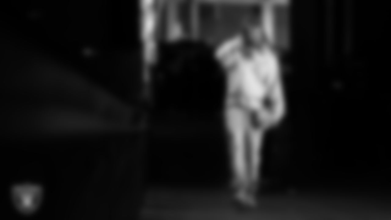 Las Vegas Raiders cornerback Eric Stokes (22) arrives to the regular season home game against the Kansas City Chiefs at Allegiant Stadium.