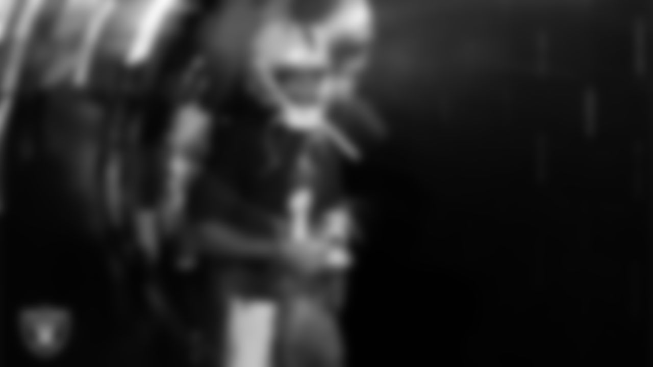 Las Vegas Raiders wide receiver Tre Tucker (1) walks down the tunnel before the regular season home game against the Jacksonville Jaguars at Allegiant Stadium.