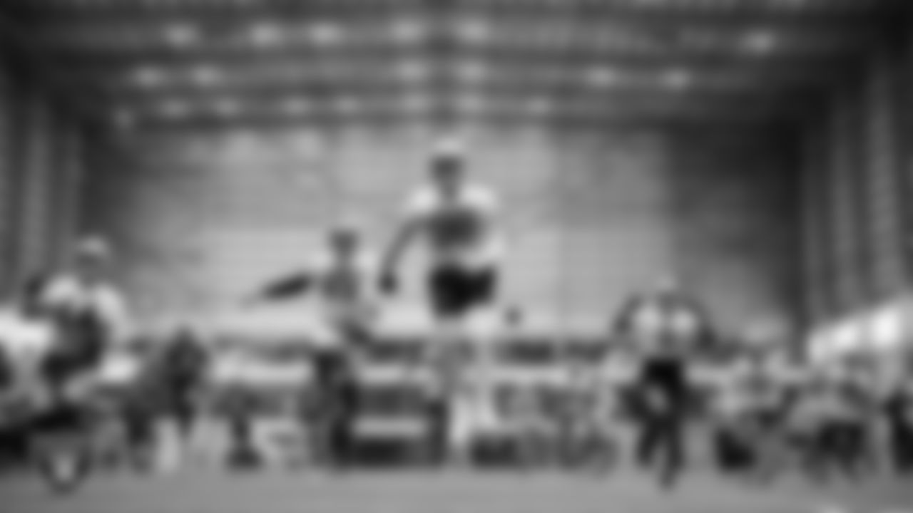 Las Vegas Raiders linebacker Devin White (45) and defensive end Maxx Crosby (98) during practice at Intermountain Health Performance Center.