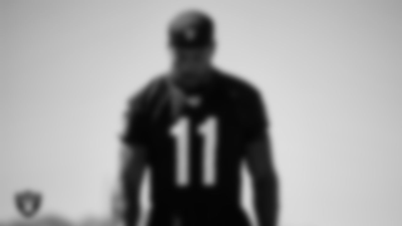 Las Vegas Raiders safety Jeremy Chinn (11) at an Organized Team Activity (OTA) at Intermountain Health Performance Center.