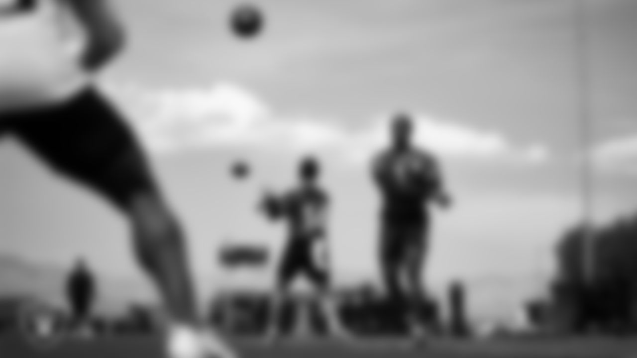 Las Vegas Raiders quarterback Anthony Brown Jr. (13) at a workout during phase two of the offseason program at Intermountain Health Performance Center.