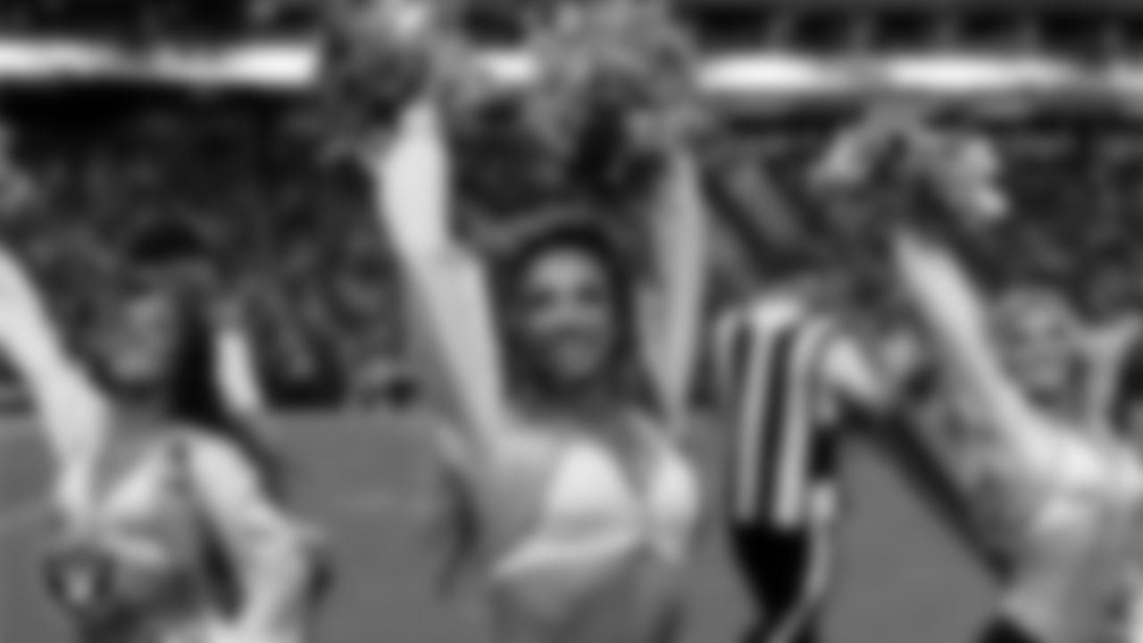 Raiderette Lexie on the sidelines during the regular season home game against the Jacksonville Jaguars at Allegiant Stadium.