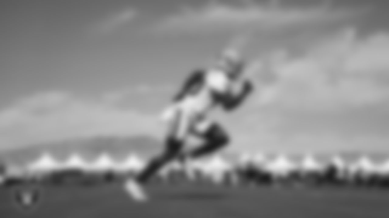 Las Vegas Raiders wide receiver Phillip Dorsett II (13) on the field for practice at 2025 Training Camp at Intermountain Health Performance Center.