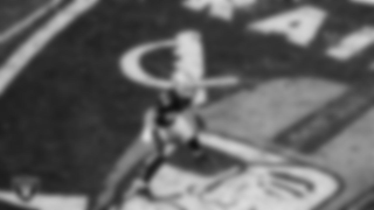 Las Vegas Raiders linebacker Tommy Eichenberg (44) lines up before the snap during the regular season home game against the Kansas City Chiefs at Allegiant Stadium.