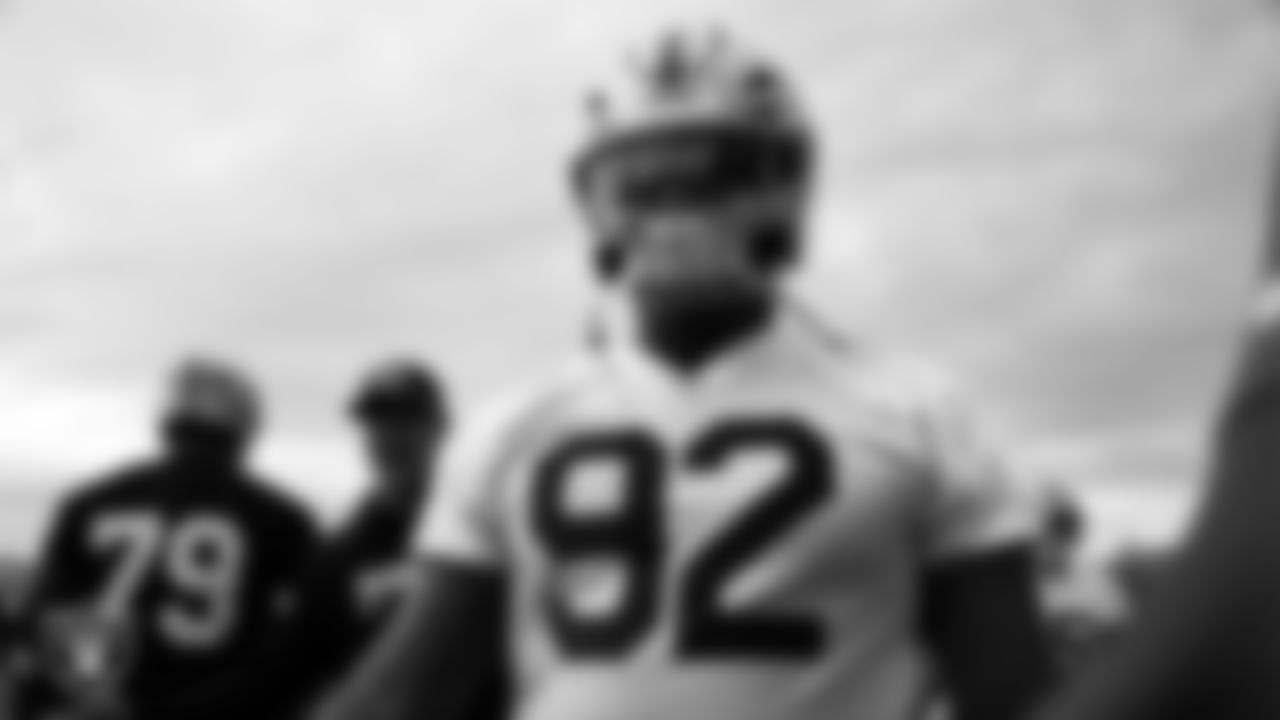 Las Vegas Raiders defensive tackle JJ Pegues (92) during practice at Intermountain Health Performance Center.