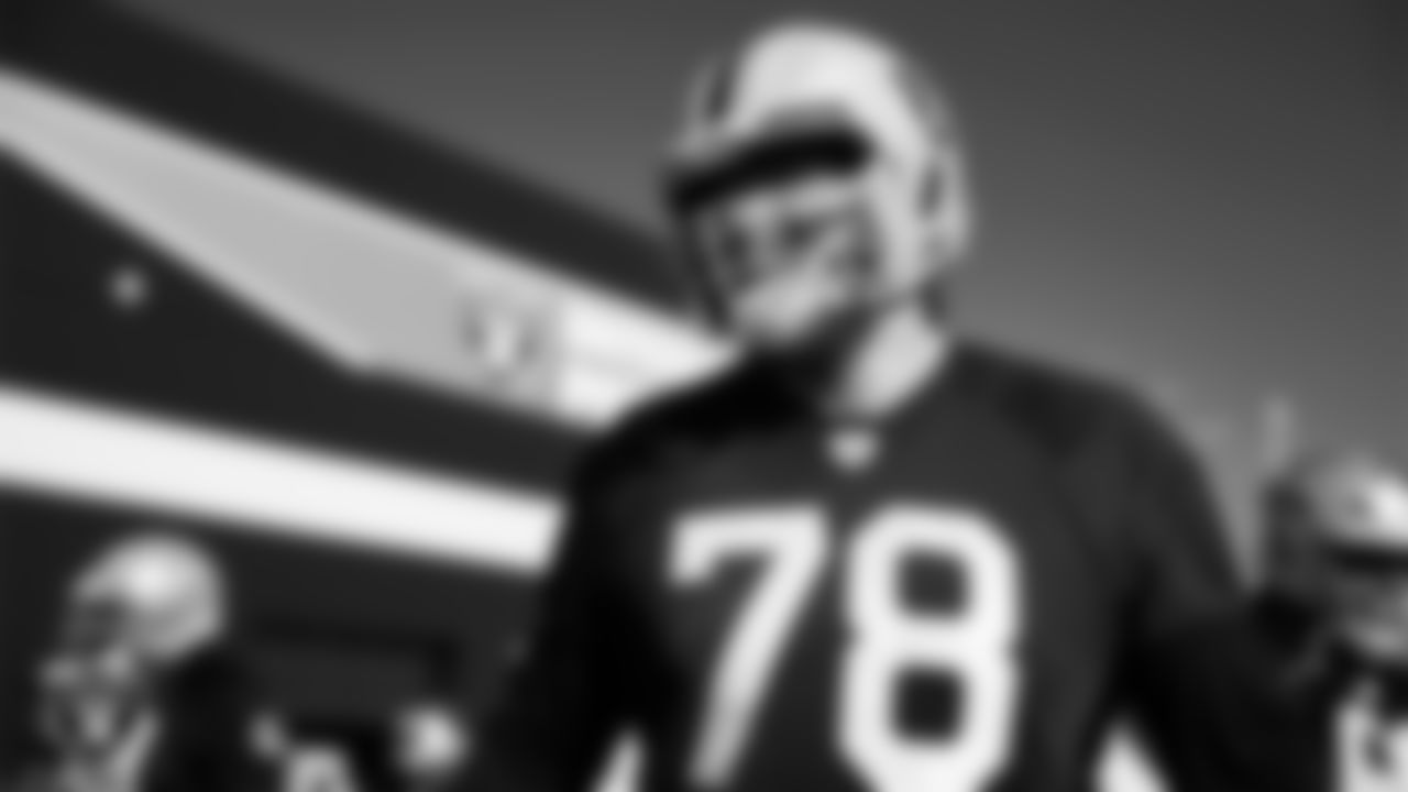 Las Vegas Raiders tackle Dalton Wagner (78) during practice at Intermountain Health Performance Center.