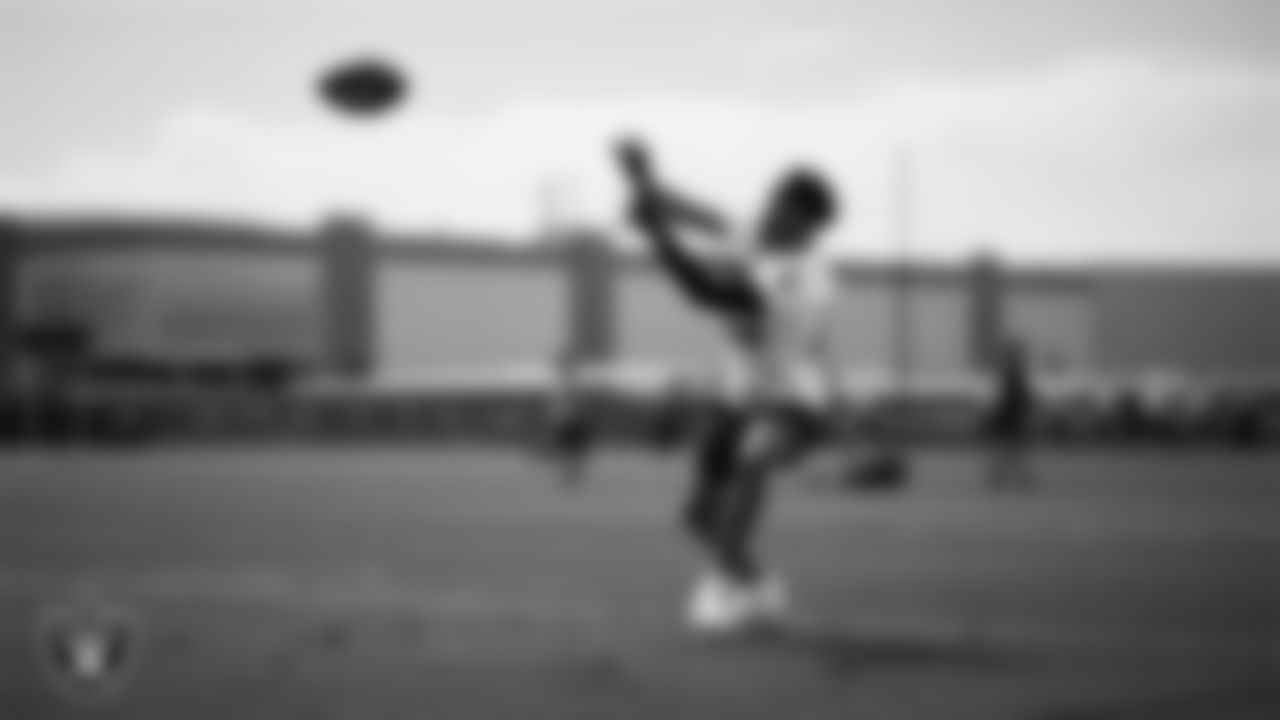 Las Vegas Raiders wide receiver Jeff Foreman (80) at a workout during phase two of the offseason program at Intermountain Health Performance Center.