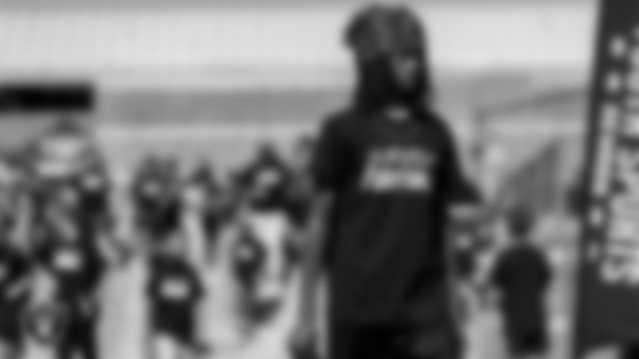 An athlete during the Play Football Youth Combine at Silverado High School.