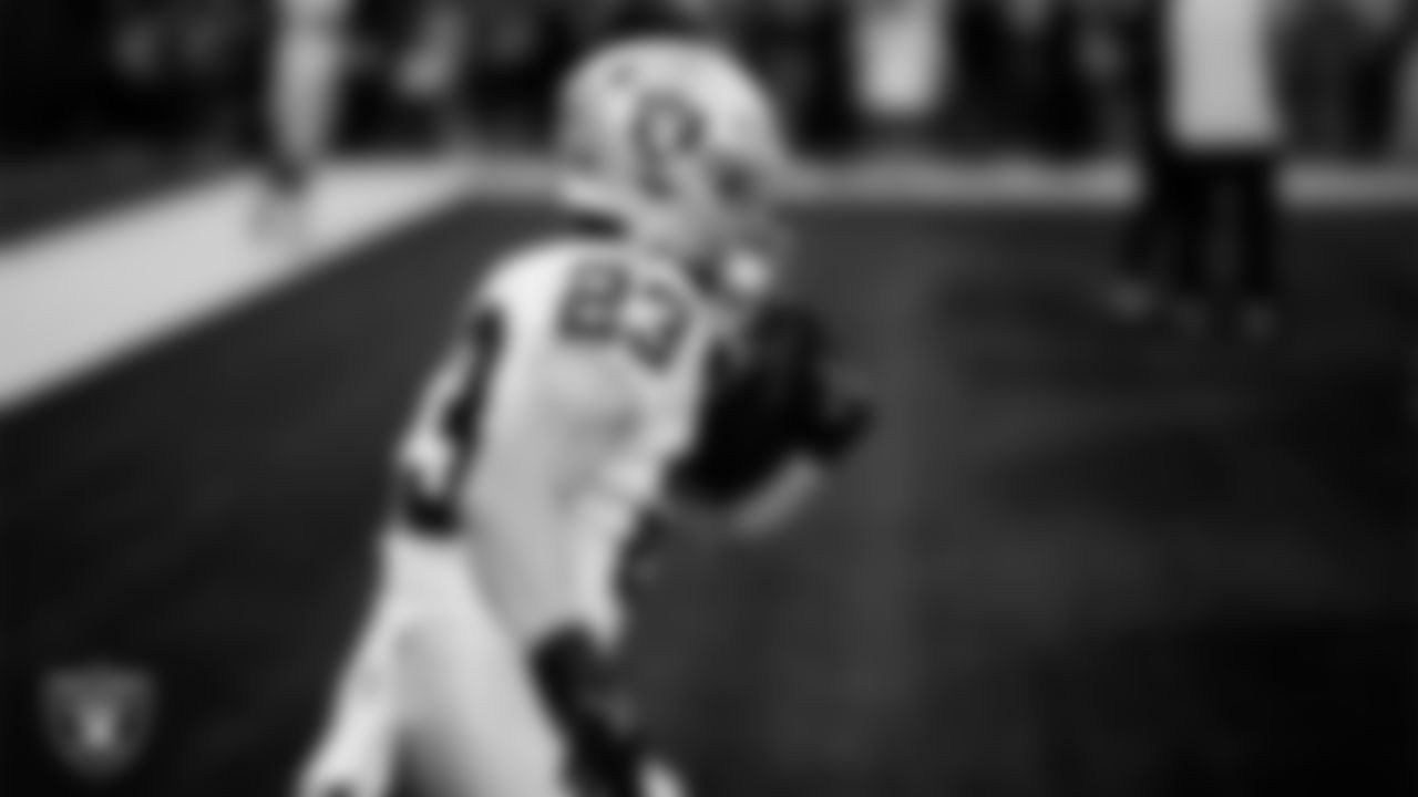 Las Vegas Raiders running back Dylan Laube (23) warming up before the regular season away game against the Houston Texans at NRG Stadium.