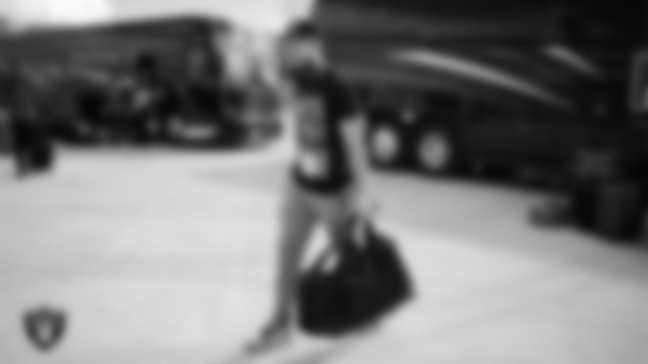 Las Vegas Raiders wide receiver Alex Bachman (81) departs for the regular season away game against the Washington Commanders.