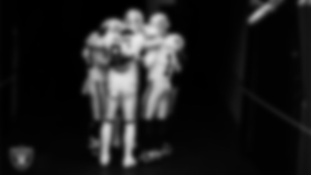 The Las Vegas Raiders returners huddle in the tunnel before the regular season away game against the Houston Texans at NRG Stadium.