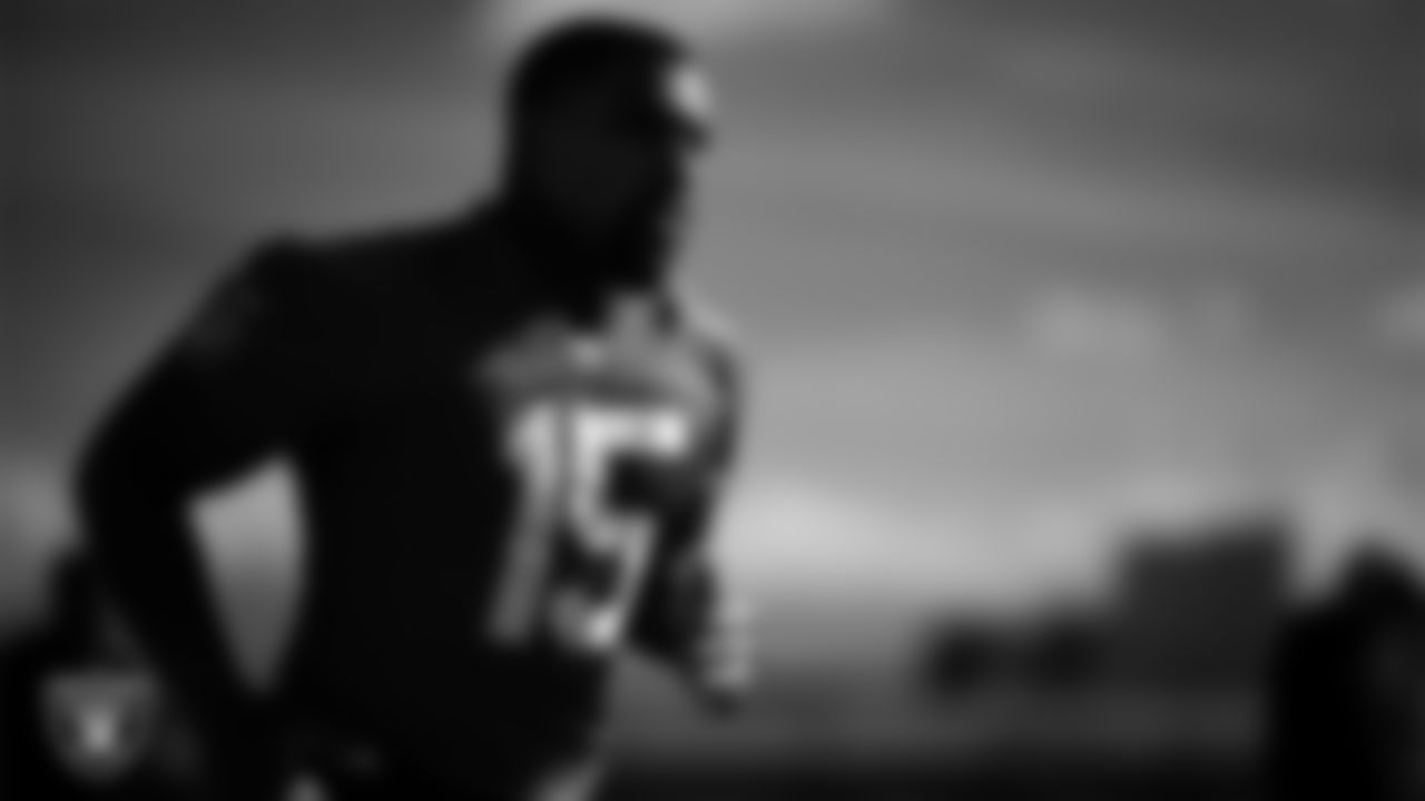 Las Vegas Raiders defensive tackle Thomas Booker IV (99) during practice at Intermountain Health Performance Center.