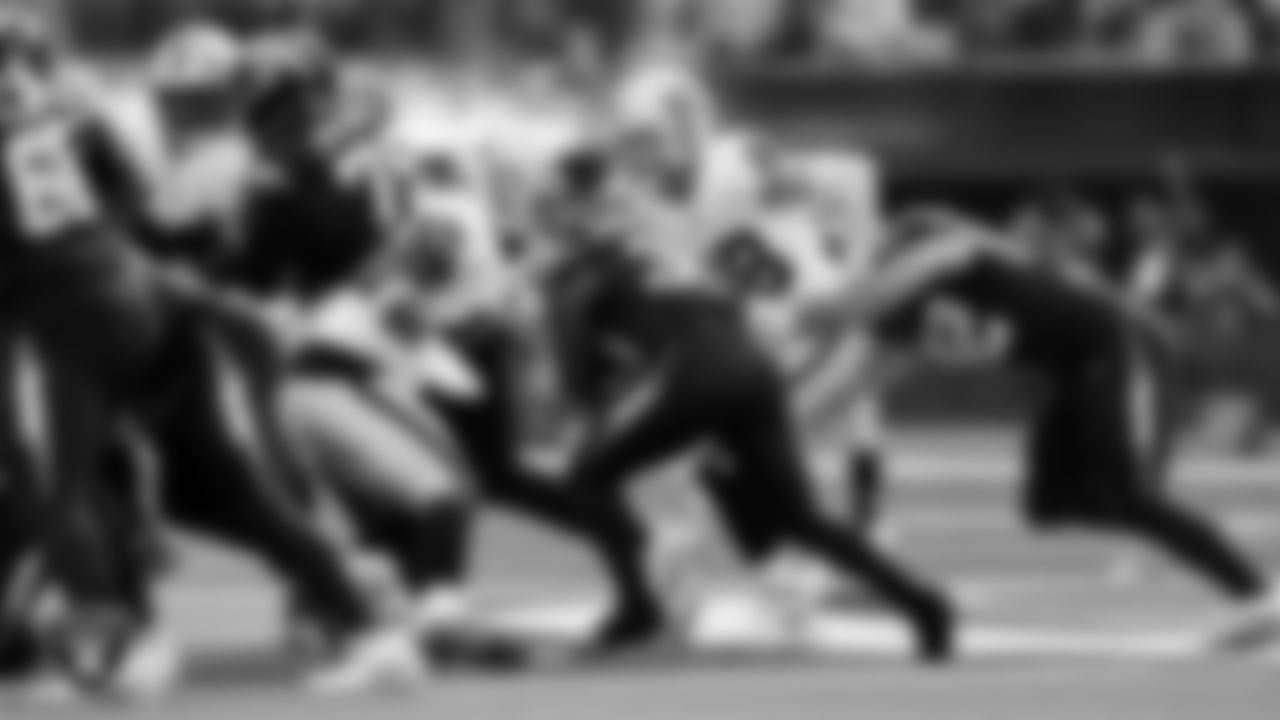 Las Vegas Raiders linebacker Devin White (45) and defensive end Maxx Crosby (98) during the regular season away game against the Los Angeles Chargers at SoFi Stadium.