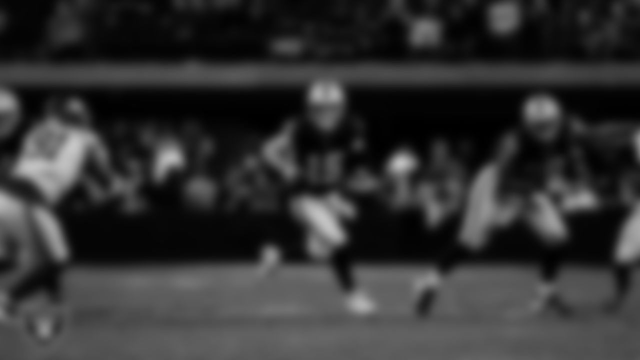 Las Vegas Raiders quarterback Kenny Pickett (15) during the regular season home game against the New York Giants at Allegiant Stadium.