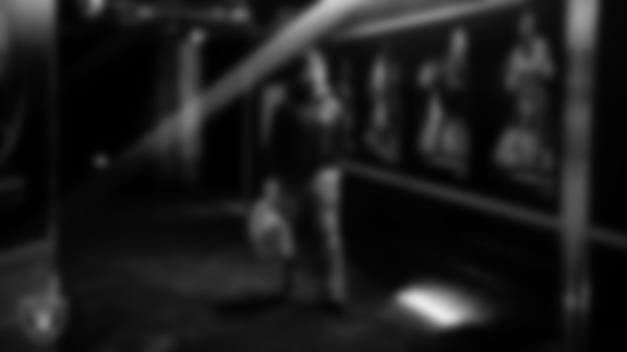 Las Vegas Raiders wide receiver Tre Tucker (1) arrives to the regular season home game against the Kansas City Chiefs at Allegiant Stadium.