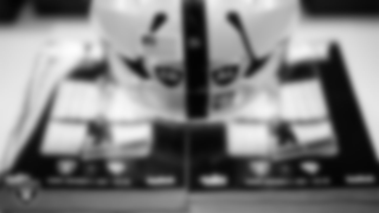 The locker room prior to the Las Vegas Raiders' arrival for their regular season home game against the Jacksonville Jaguars at Allegiant Stadium.