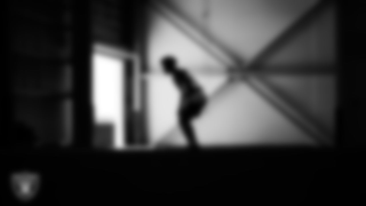 Las Vegas Raiders safety Tristin McCollum (27) during practice at Intermountain Health Performance Center.