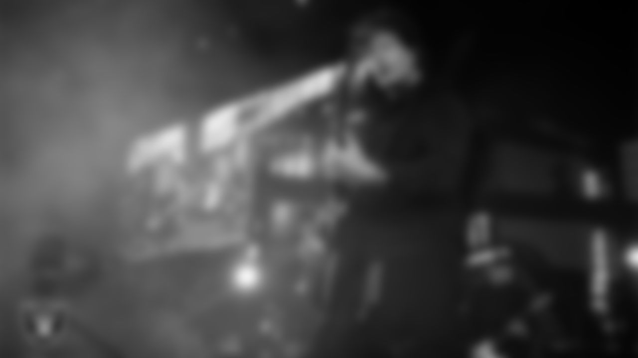 Rock band Third Eye Blind performs during halftime at the Las Vegas Raiders' regular season home game against the Kansas City Chiefs at Allegiant Stadium.