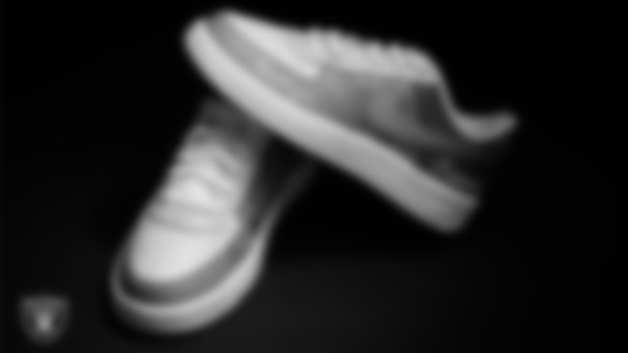 A photo of the custom shoes designed by Las Vegas Raiders President Sandra Douglass Morgan and Intermountain Children's Health patient Evelyn.