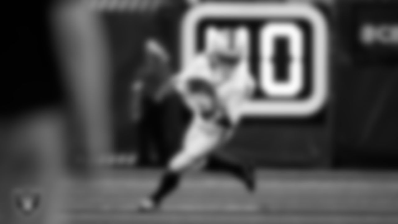 Las Vegas Raiders wide receiver Tre Tucker (1) runs after making a catch during the regular season away game against the Houston Texans at NRG Stadium.