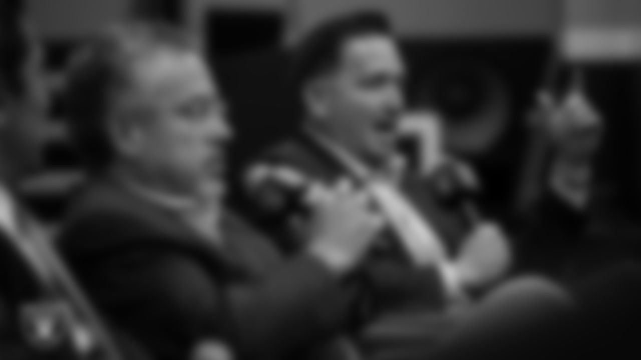 Las Vegas Raiders vice president of revenue planning and analytics Jonathan Martinez speaks during the Huddle and Grow event at Las Vegas Raiders Headquarters.