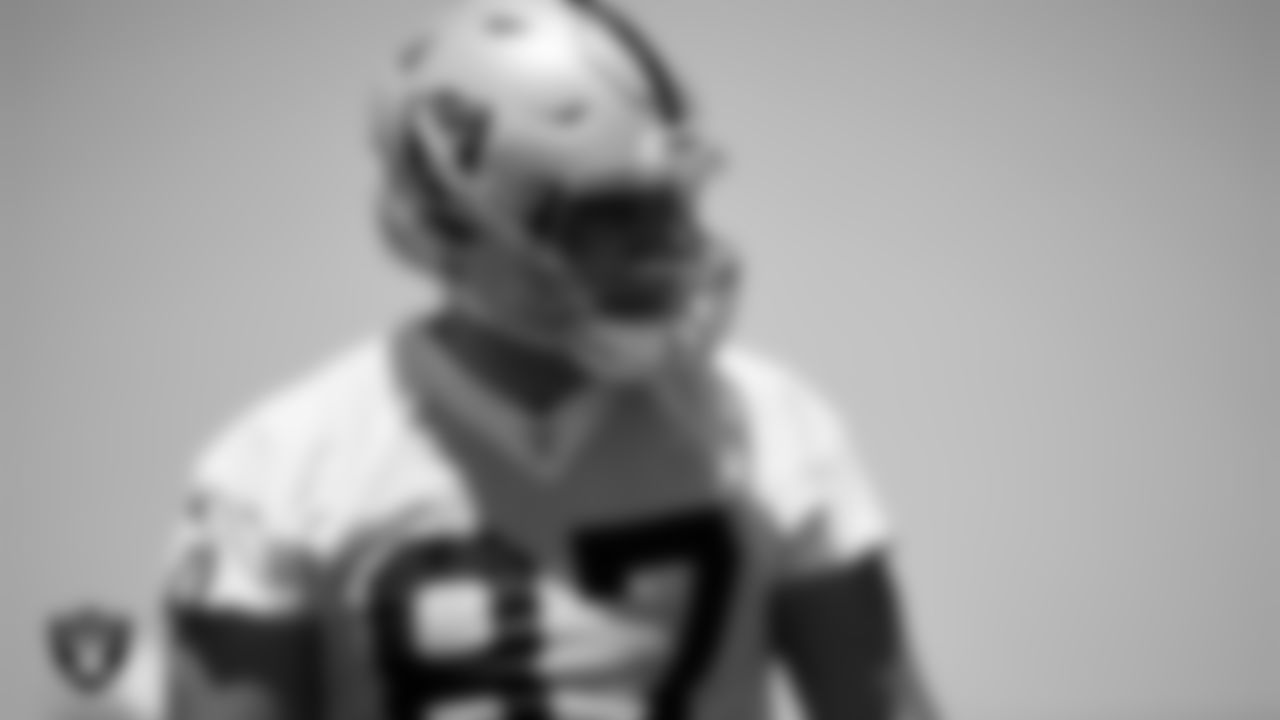 Las Vegas Raiders tight end Michael Mayer (87) at an Organized Team Activity (OTA) at Intermountain Health Performance Center.