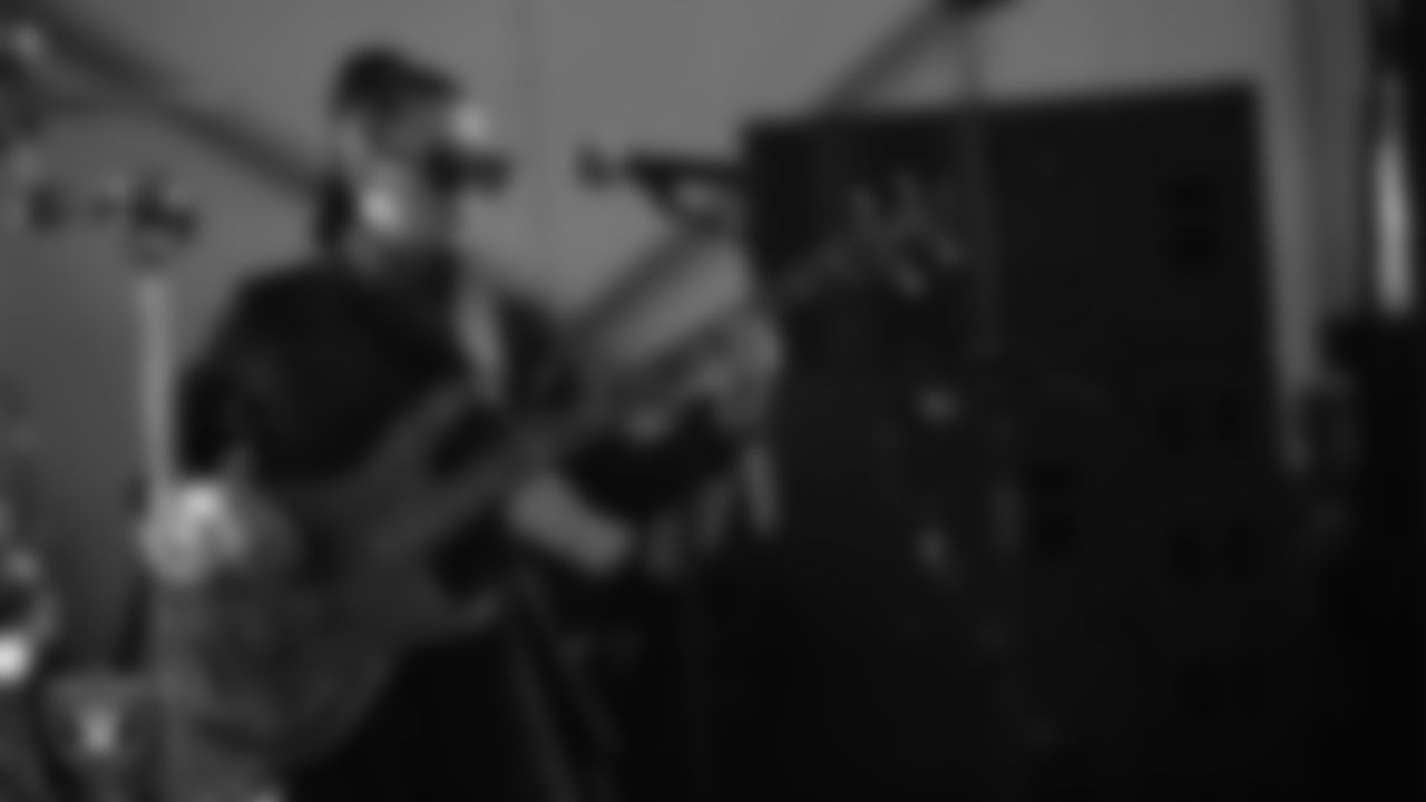 The Power of 3 performs at the Modelo Tailgate Zone before the Las Vegas Raiders' regular season home game against the Dallas Cowboys at Allegiant Stadium.