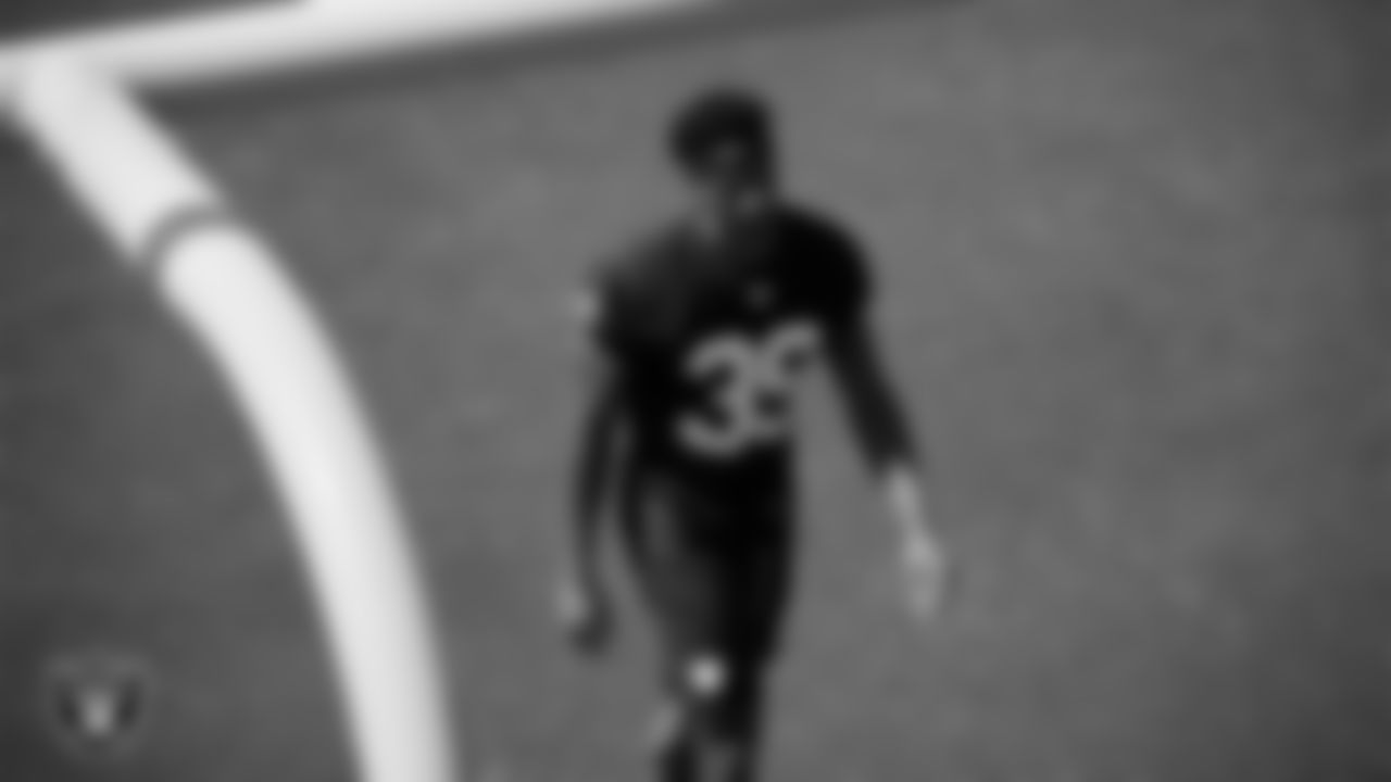 Las Vegas Raiders cornerback John Humphrey (39) at an Organized Team Activity (OTA) at Intermountain Health Performance Center.