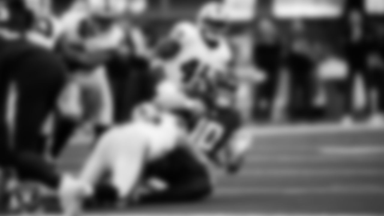 Las Vegas Raiders defensive end Maxx Crosby (98) sacks the quarterback during the regular season away game against the Los Angeles Chargers at SoFi Stadium.