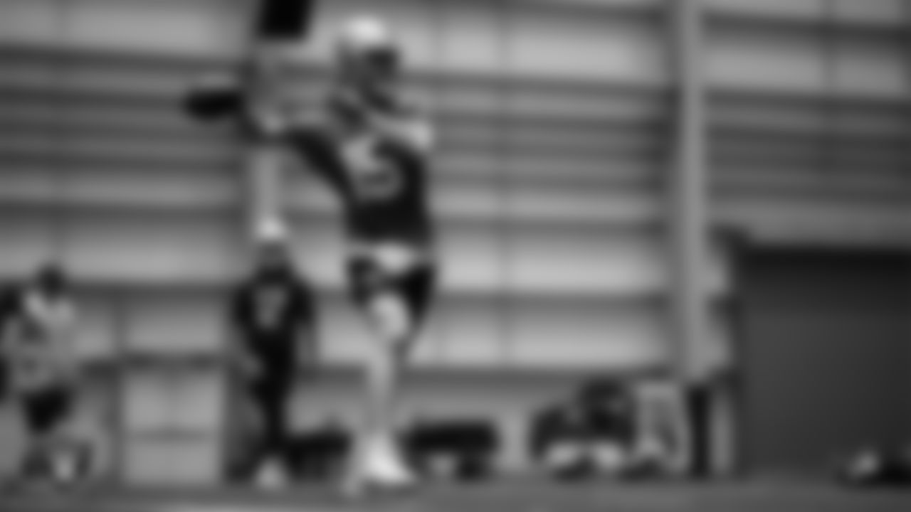 Las Vegas Raiders quarterback Kenny Pickett (15) during practice at Intermountain Health Performance Center.