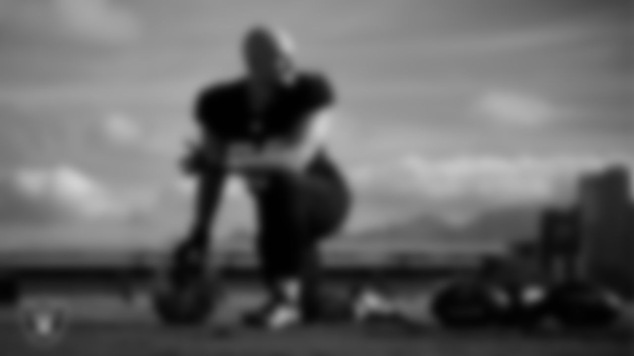 Las Vegas Raiders long snapper Jacob Bobenmoyer (50) during practice at Intermountain Health Performance Center.